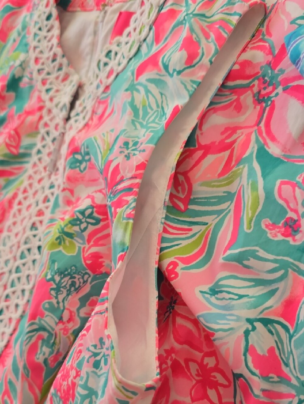 NWOT Lilly Pulitzer Floral Lace-Trim A-Line Dress with Matching Jewelry, Size 14 - Picture 15 of 16